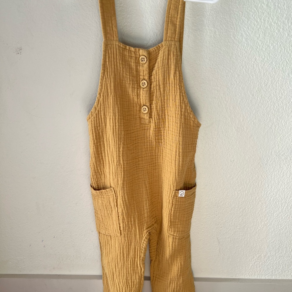 Mustard Yellow Overalls with Button Detail